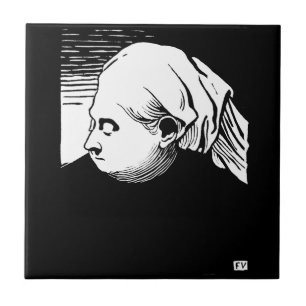 Holzschnitt-Portrait von Königin Victoria Fliese