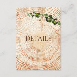 Holzschnitt-Scheiben-Grün Hochzeitsdetails QR-Code Begleitkarte
