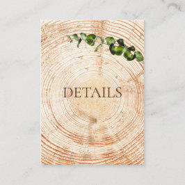 Holzschnitt-Scheiben-Grün Hochzeitsdetails QR-Code Begleitkarte