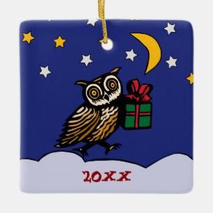 Holzschnitt-Schüssel mit einem Geschenk Schnee in Keramikornament