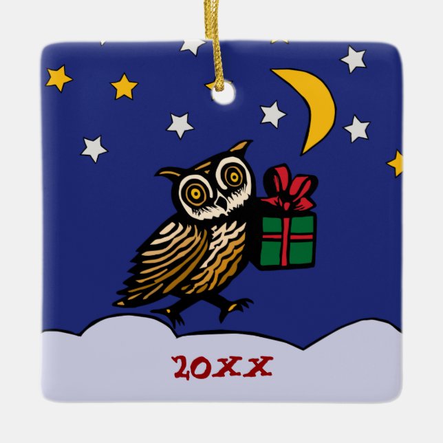 Holzschnitt-Schüssel mit einem Geschenk Schnee in  Keramikornament (Vorderseite)