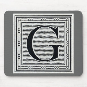 Holzschnitt Woodblock Initiale der Holztype-"G" Mousepad