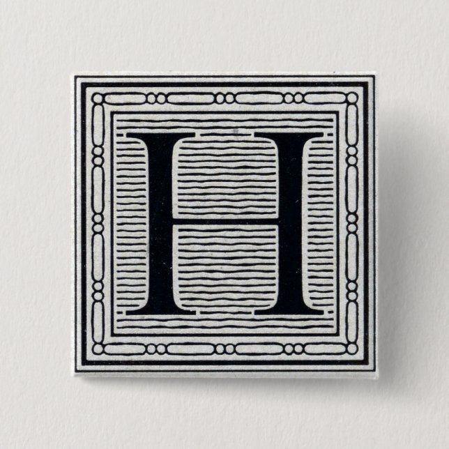 Holzschnitt Woodblock Initiale der Holztype-"H" Button (Vorderseite)