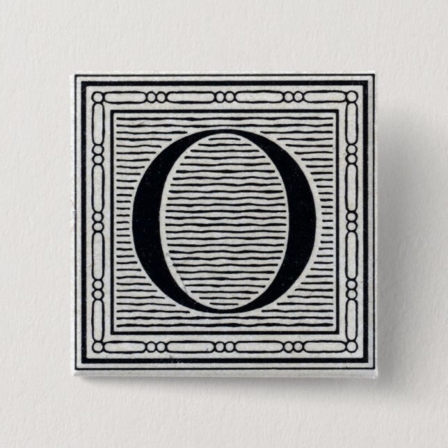 Holzschnitt Woodblock Initiale der Holztype-"O" Button (Vorderseite)