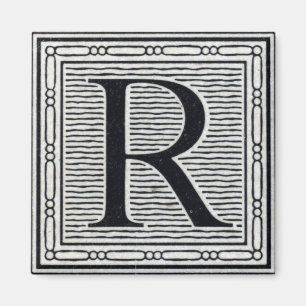 Holzschnitt Woodblock Initiale der Holztype-"R" Magnet