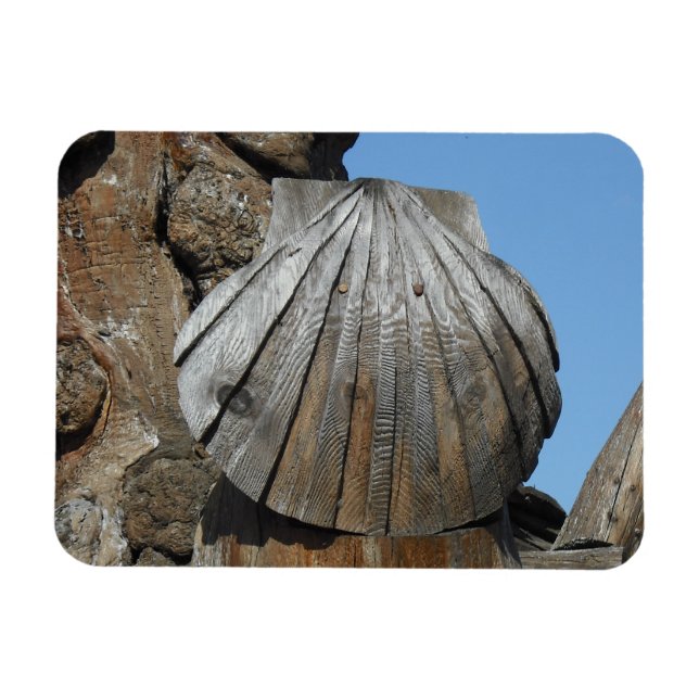 Holzschnitzel Marker, St. James Way, Spanien Magnet (Horizontal)