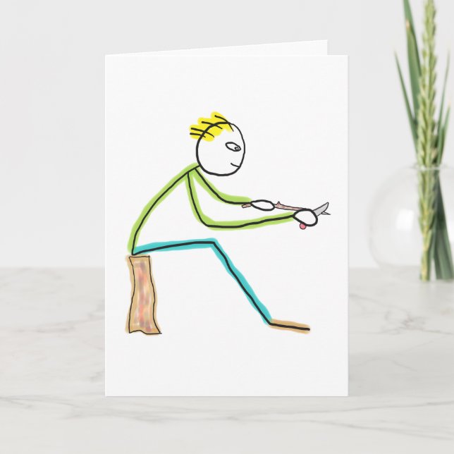 Holzschnitzender Stickman Karte (Vorderseite)