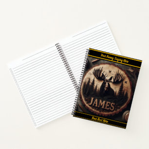 Holzschnitzerei aus Elche im Wald Notizbuch