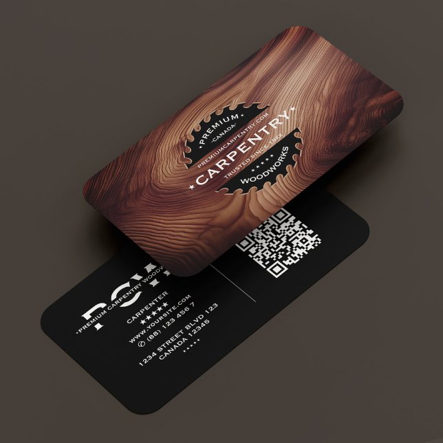 Holzschnitzereien Holzbauweise Moderne Holz Visitenkarte (Carpenter Saw Woodwork Construction Wood Modern Business Card
)