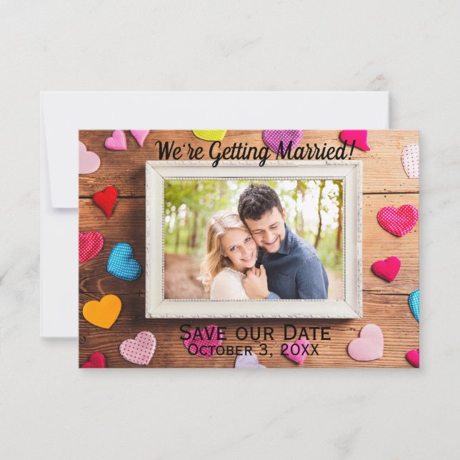 Holzschreibrahmen - 3x5 Rett unseres Datums Einladung (Vorderseite)