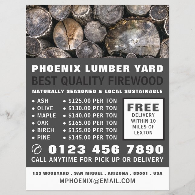 Holzstapel, Holz/Holzgartenwerbung Flyer (Vorne)