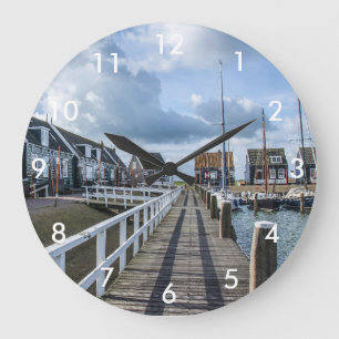 Holzsteg in Marken, Niederlande Große Wanduhr
