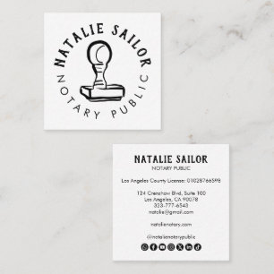 Holzstempel-Logo Notar CUSTOM Social Icon Quadratische Visitenkarte