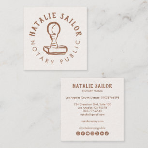 Holzstempel-Logo Notar CUSTOM Social Icon Quadratische Visitenkarte