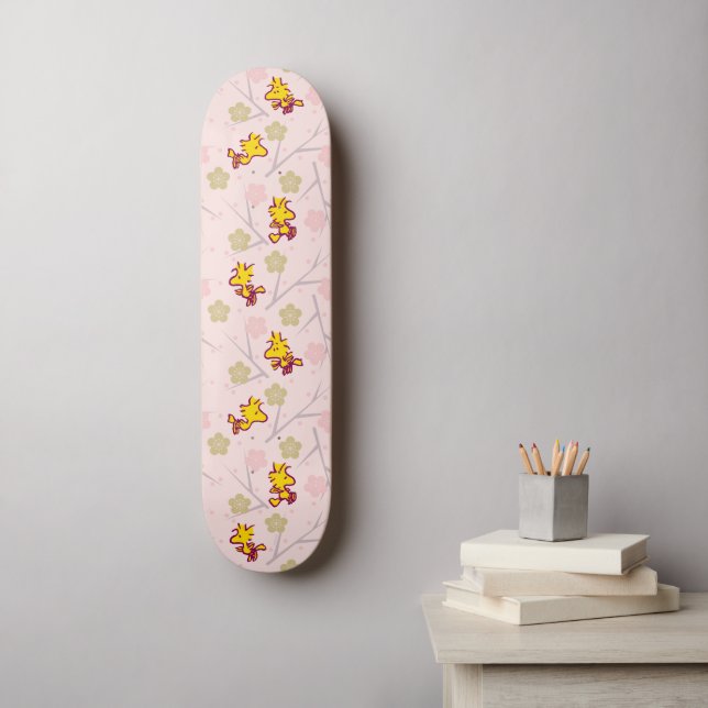 Holzstock-Pink-Kirschblossom-Muster Skateboard (Wandkunst)