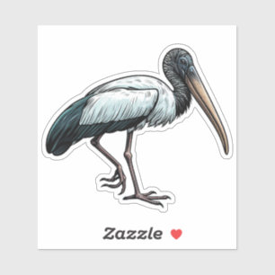Holzstork-Vogel, maßgeschneidert Vinyl Sticker