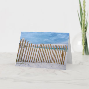Holzstrandzaun Sonnenaufgang Grußkarte Karte