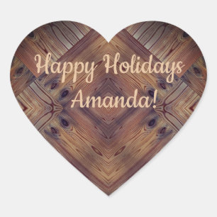 Holzstruktur, Naturholz Herz-Aufkleber