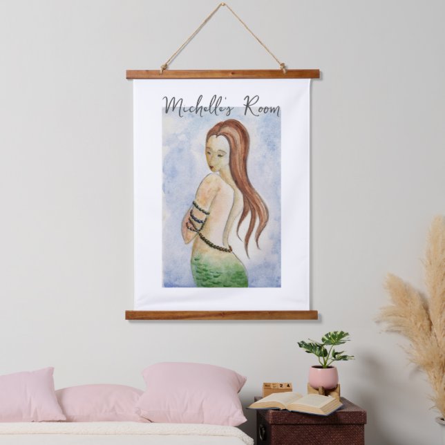 Holztäfeltes Aquarellmaid-Wandtapeten Wandteppich Mit Holzrahmen (Schlafzimmer)