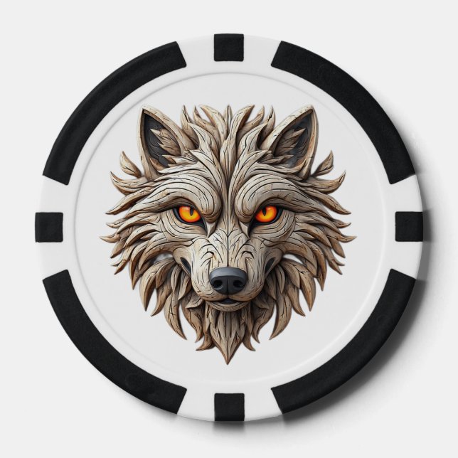 Holztäfelung mit geometrischen Mustern Pokerchips (Vorderseite)