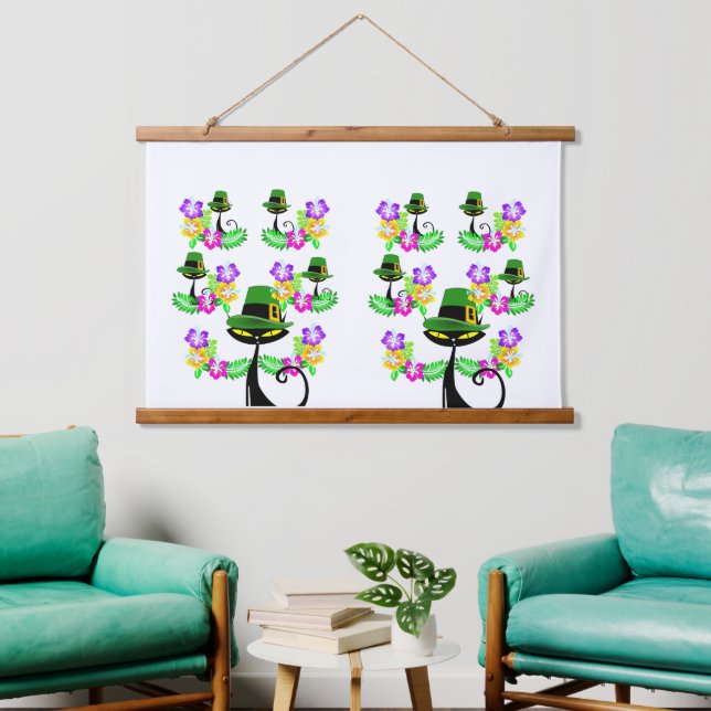 Holztäfelung Wandteppiche Schwarze Katze (Wohnzimmer)