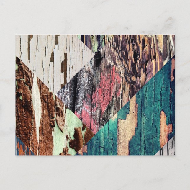 Holztextur Collage Postcard Postkarte (Vorderseite)