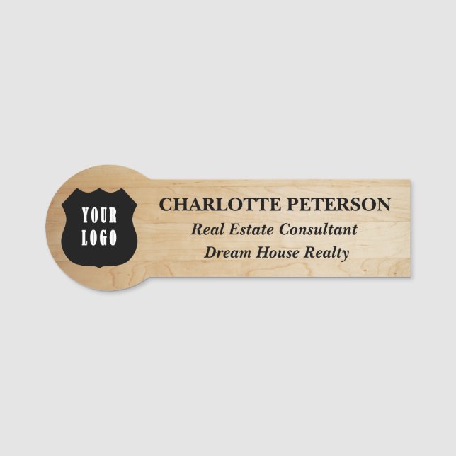 Holztextur-Logo für Sonderanfertigungen oder Real- Namensschild (Vorderseite)