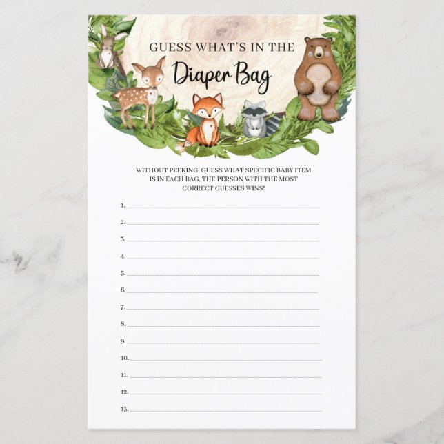 Holztiere aus Holz, was in der Windeltasche ist (Vorderseite)