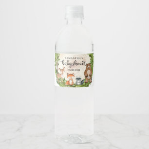 Holztiere Holzschnitt Babydusche Wasserflaschenetikett