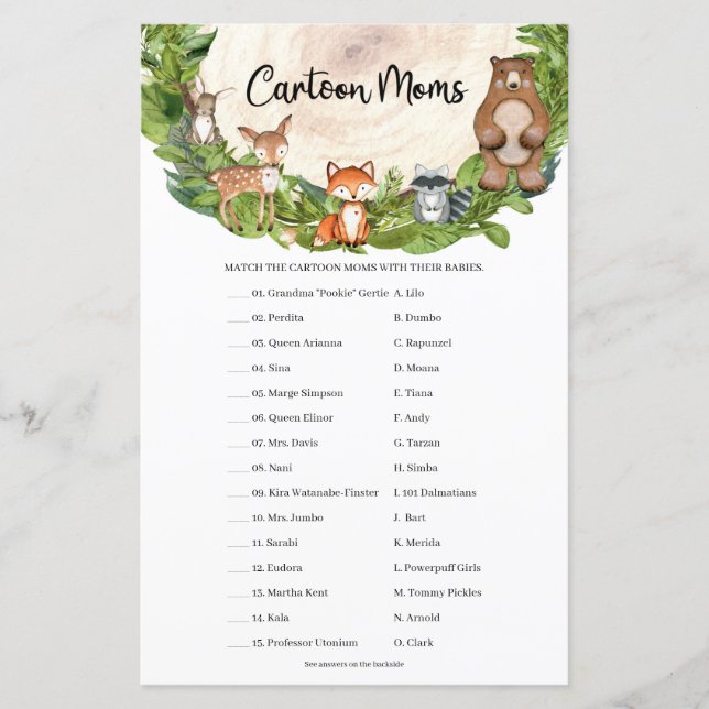 Holztiere Holzschnitzel Cartoon Mamas (Vorderseite)