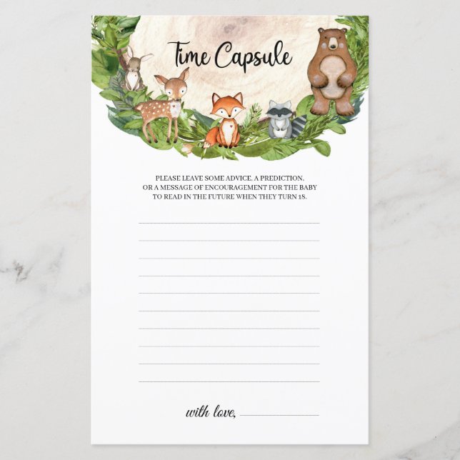 Holztiere Holzschnitzel Zeit Kapsel (Vorderseite)