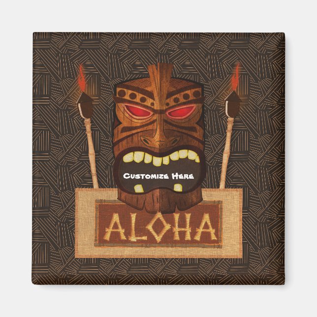 Holztiki Maske Vintag Retro ALOHA Hawaii Magnet (Vorne)