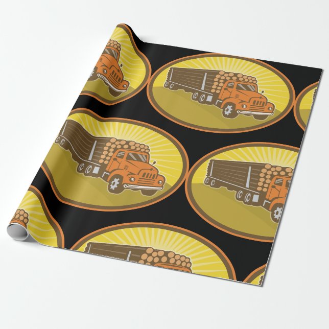Holztransport-LKW-Holztransporter Geschenkpapier (Ungerollt)