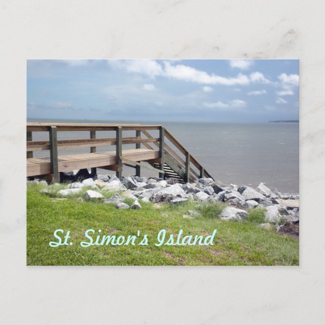 Holztreppe hinunter zum Wasser Postkarte (Vorderseite)