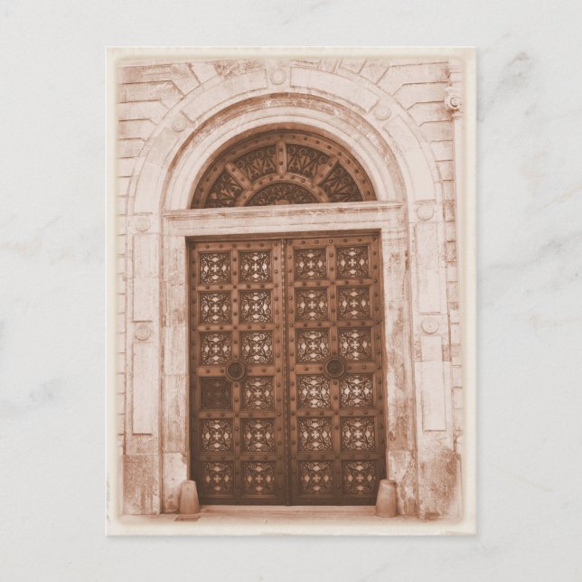 Holztüren in der Altstadt von Barcelona, Spanien Postkarte (Vorderseite)