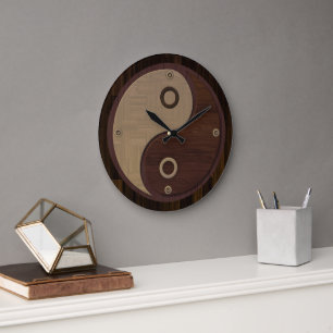 Holzuhr Yin Yang Wanduhr