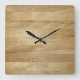Holzuntergrund, Holz, Holzstruktur Quadratische Wanduhr