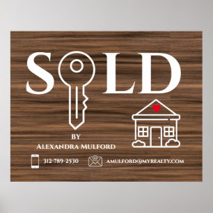 Holzvene Real Anwesen Sold Sign Poster