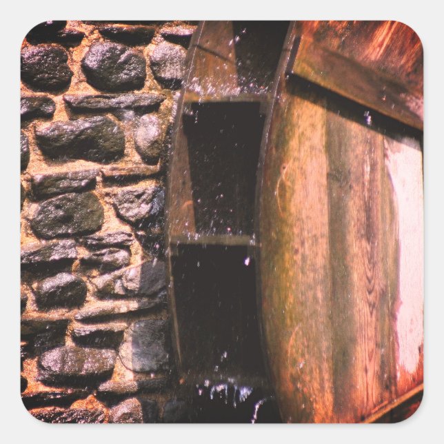 Holzwasserrädernatur Quadratischer Aufkleber (Vorderseite)