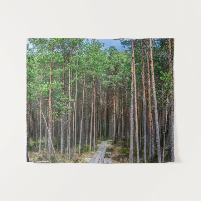 Holzweg im Kiefernwald Wandteppich (Vorderseite (Horizontal))
