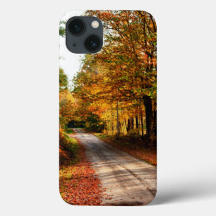 Holzweg mit Laubblätterung iPhone 13 Hülle
