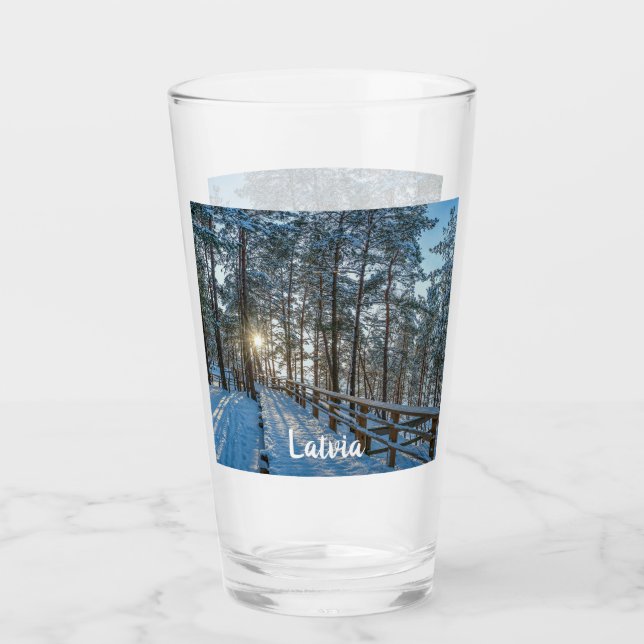 Holzweg über schneebedeckten Winterwald Glas (Vorderseite)