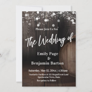 Holzweinfässer leuchten Lässig der Hochzeit von Einladung