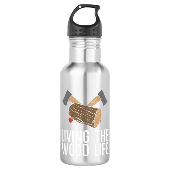 Holzwerkstoff-Geschenk Edelstahlflasche (Vorderseite)