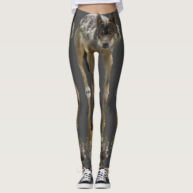 Holzwolf-Wilddesign Leggings (Vorderseite)