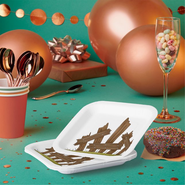 Holzzaun gebrochen Rustikaler Bauernhof Pappteller (Von Creator hochgeladen)