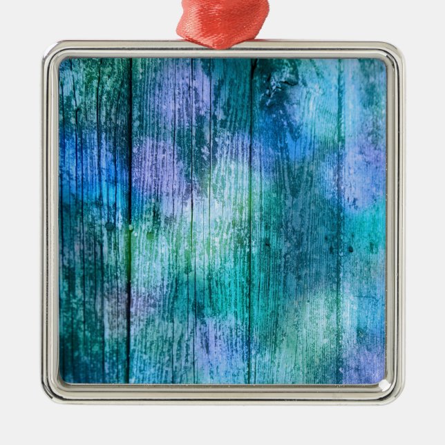 Holzzaun Graffiti Lila Blau Grün Türkis Ornament Aus Metall (Vorne)