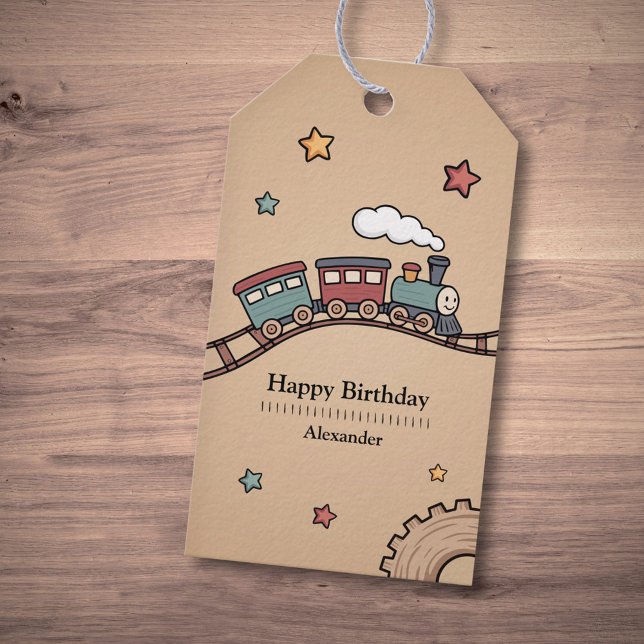 Holzzug Geschenkanhänger (Wooden Train Gift Tags)