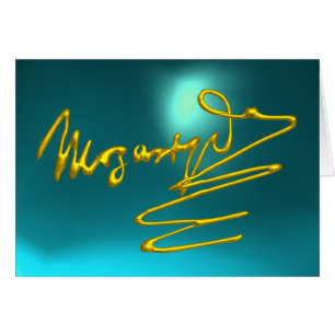HOMAGE AN MOZART, Gold-Signature Blau Türkis-Edels