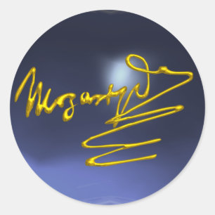 HOMAGE BIS MOZART, blauer Topaz Runder Aufkleber